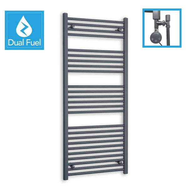 1400 x 600 Anthracite Dual Fuel Flat Heated Towel Radiator