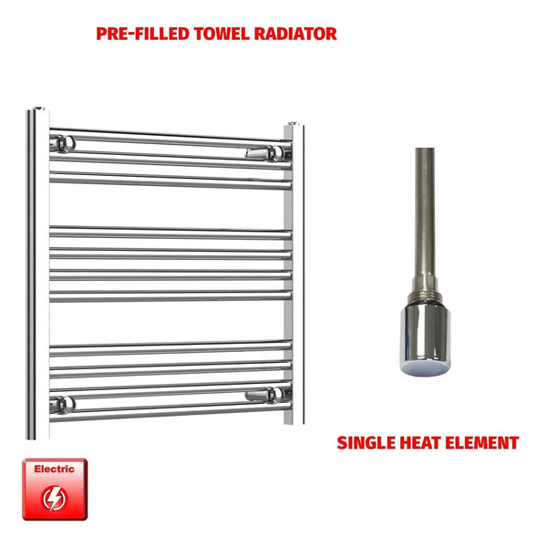 600x700mm Electric Heated Towel Rail Chrome Pre-Filled