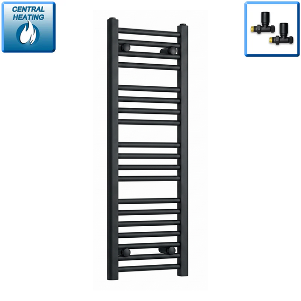 1000 mm High 300 mm Wide Black Towel Rail Central Heating