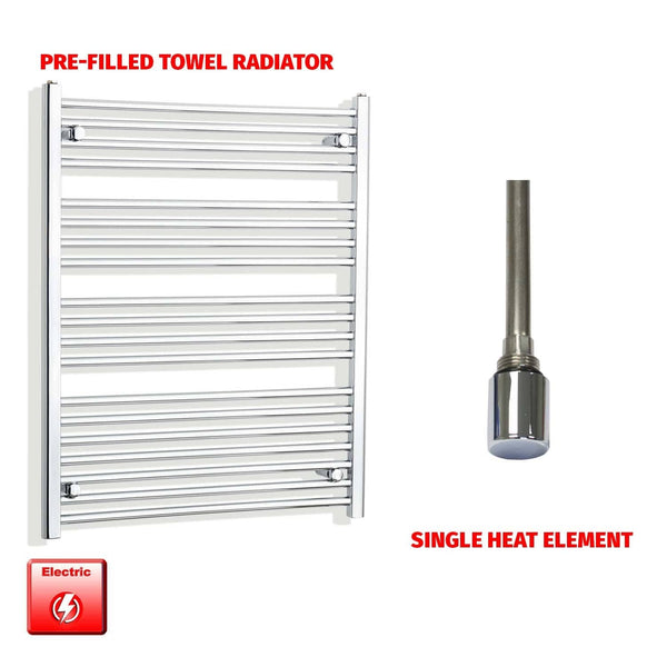 Single Heat / No Timer 1000 x 850 Pre-Filled Electric Heated Towel Radiator Straight Chrome