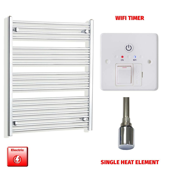 Single Heat / Wifi Timer 1000 x 850 Pre-Filled Electric Heated Towel Radiator Straight Chrome
