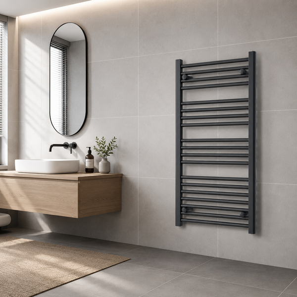 1000 mm High x 500 mm Wide Heated Towel Radiator Flat Black