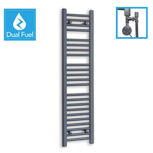 Matt Black Dual Fuel Heated Towel Rail 1200 x 300mm