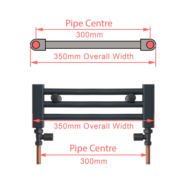 1000x350mm Heated Towel Rail Radiator Flat White