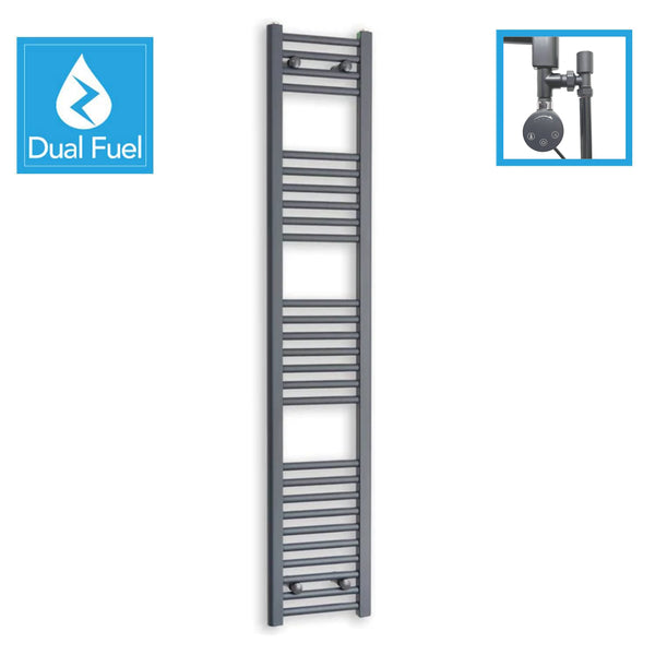 Matt Black Dual Fuel Heated Towel Rail 1600 x 300mm