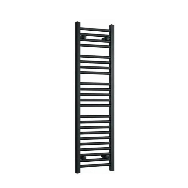 1200x300mm Dual Fuel Flat Black Heated Towel Rail Radiator - Elegant Radiators