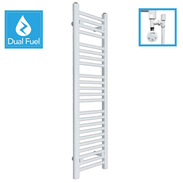 White Dual Fuel Heated Towel Rail 1200 x 350mm