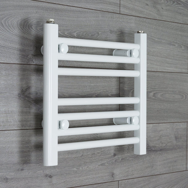 400 x 500 White Dual Fuel Flat Heated Towel Rail Radiator - Elegant Radiators