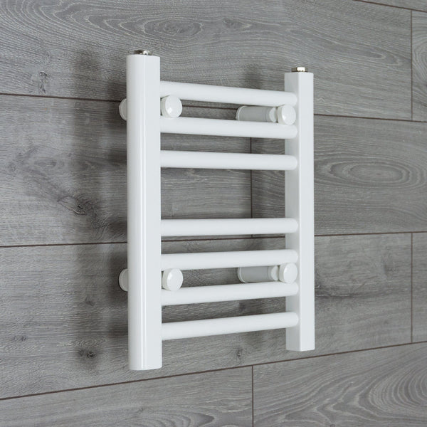 400 x 350 White Dual Fuel Flat Heated Towel Rail Radiator - Elegant Radiators