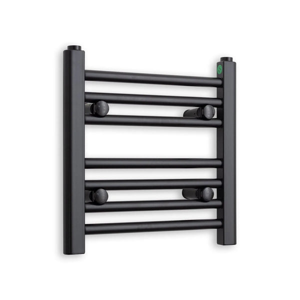 400 mm High x 400 mm Wide Flat Black Heated Towel Radiator - Towel Rail - detail