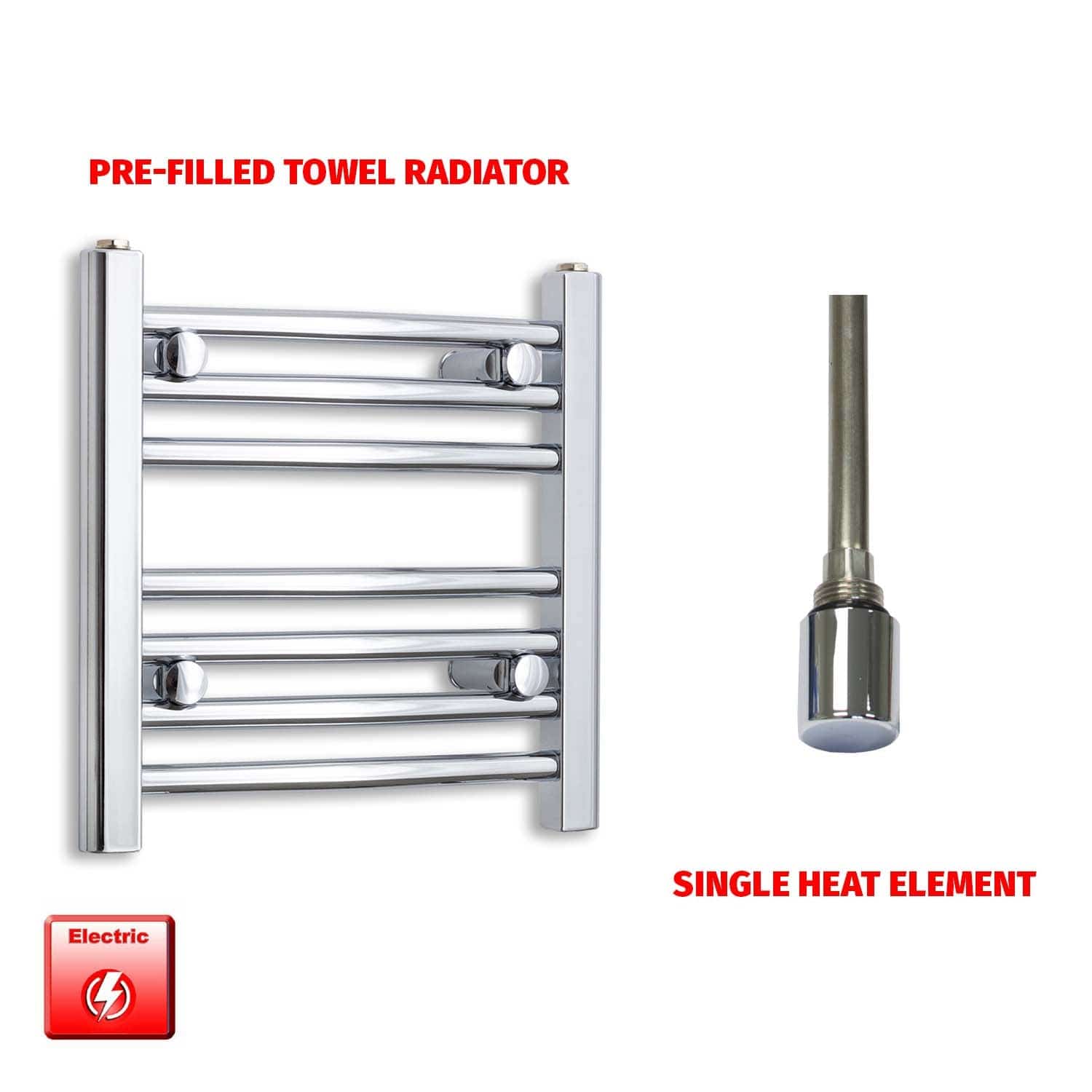 400 mm High 500 mm Wide Chrome Electric Heated Towel Rail