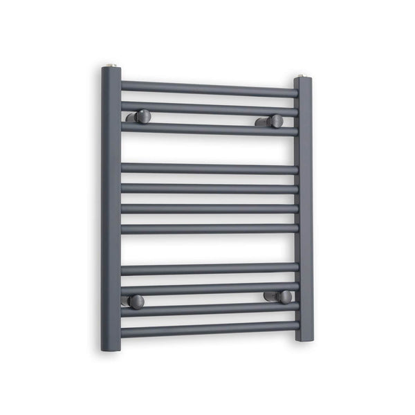 600 x 500 Anthracite Dual Fuel Flat Heated Towel Rail Radiator - Elegant Radiators