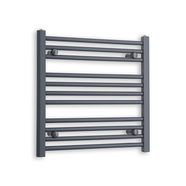 600 x 600 Anthracite Dual Fuel Flat Heated Towel Rail Radiator - Elegant Radiators