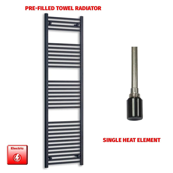 1800x500mm Flat Black Pre-Filled Electric Heated Towel Rail