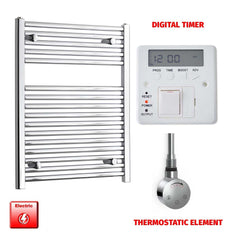 764 x 600 Electric Heated Towel Rail Pre-Filled Straight Chrome