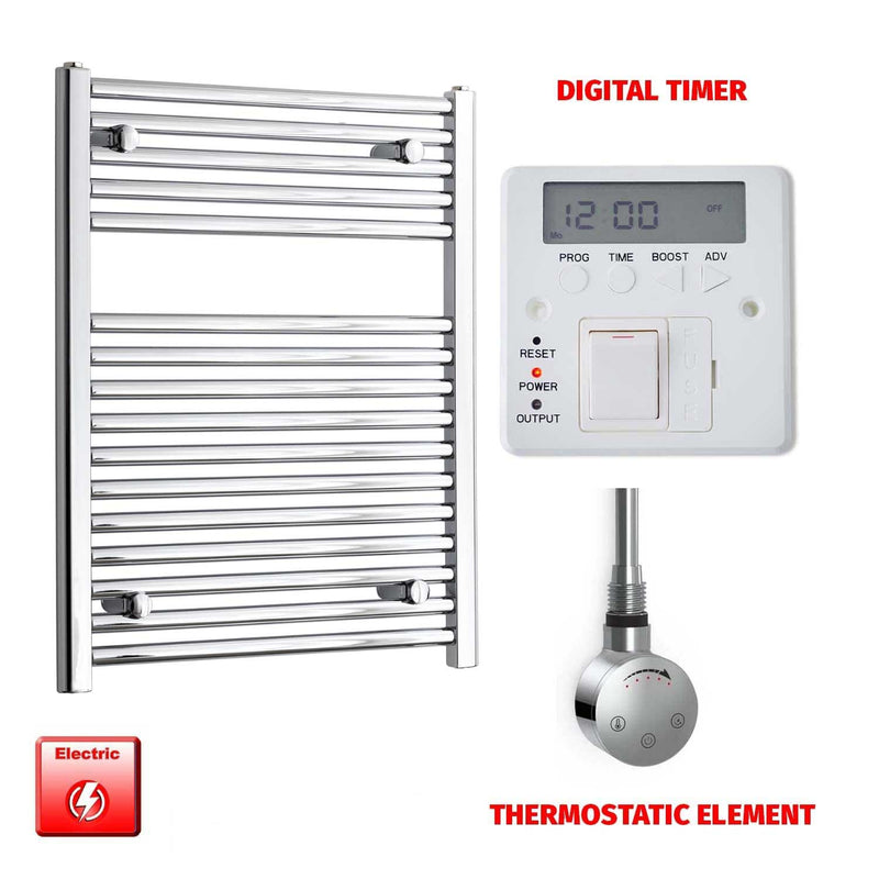764 x 600 Electric Heated Towel Rail Pre-Filled Straight Chrome