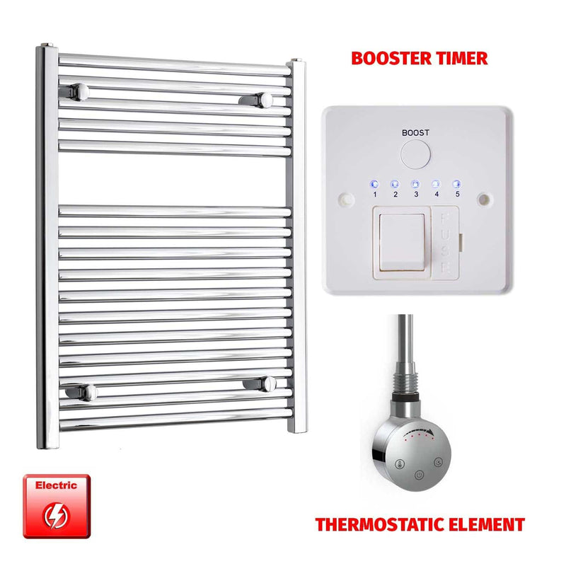 764 x 600 Electric Heated Towel Rail Pre-Filled Straight Chrome