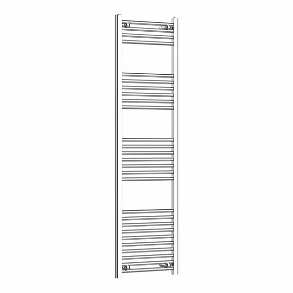 1600mm High x 400mm Heated Flat or Curved Chrome Towel Rail