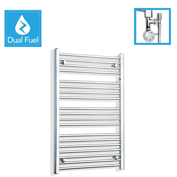 1000x700mm Chrome Dual Fuel Flat Heated Towel Rail Radiator