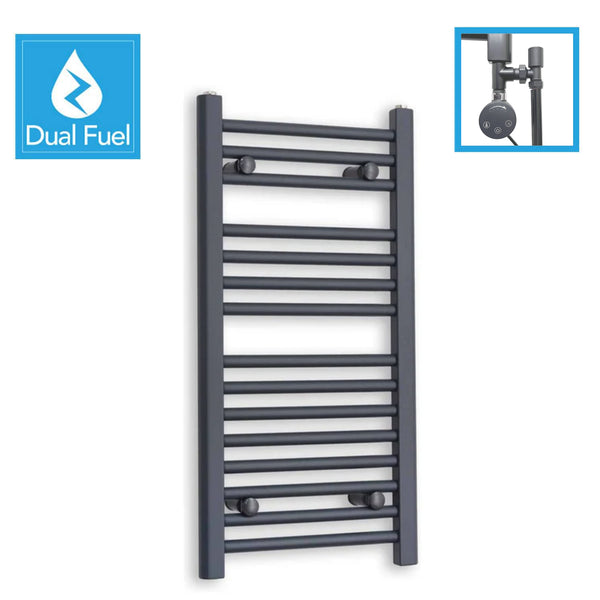 Matt Black Dual Fuel Heated Towel Rail 800 x 500mm