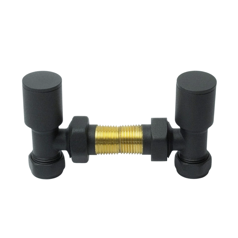 Anthracite Angled Towel Rail Valve - Pair of 2 Valves