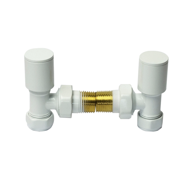 White Angled Towel Rail Radiator Valve (Pair of 2 Valves)