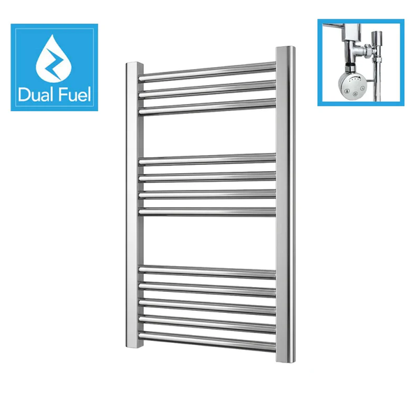 700x400mm Chrome Dual Fuel Flat Heated Towel Rail Radiator