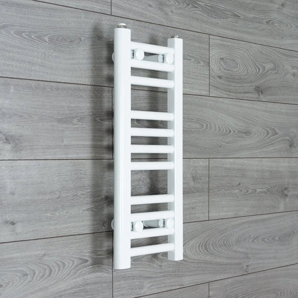 Flat White 600mm × 400mm ladder towel rail with central heating connections
