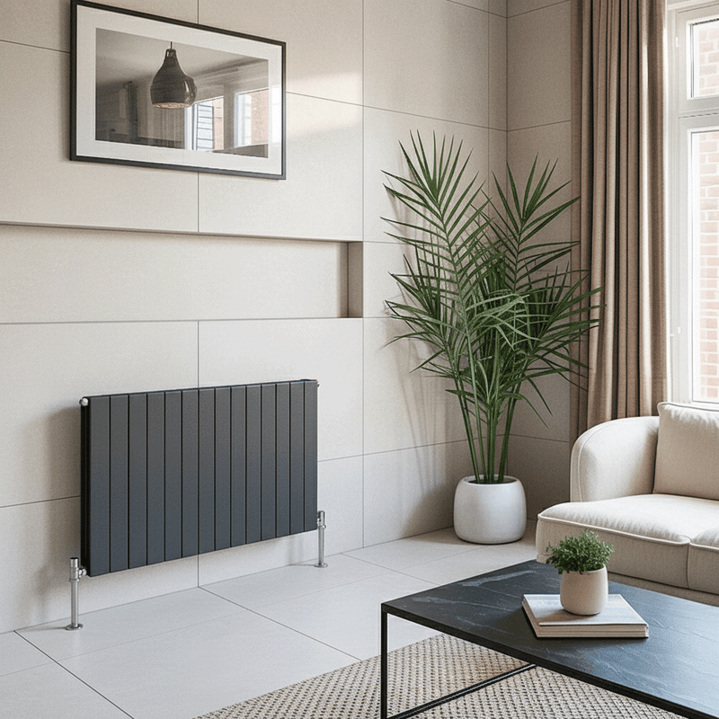 Elegant Flatty Anthracite Horizontal Column Panel Radiator 600 Height – Single/Double