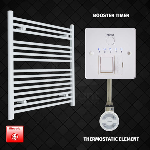 800 x 800 Pre-Filled Electric Heated Towel Radiator White HTR MOA Thermostatic element Booster timer