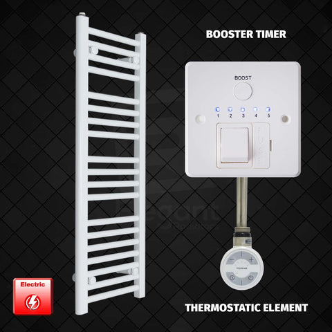1000 mm High 300 mm Wide Pre-Filled Electric Heated Towel Rail Radiator White HTR MOA Booster Timer