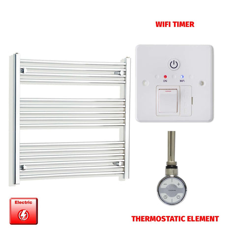 800mm High 900mm Wide Pre-Filled Electric Heated Towel Radiator Straight Chrome MOA Thermostatic element Wifi timer