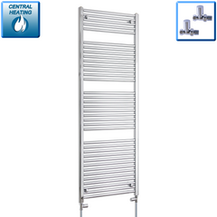 1744 x 500 Straight Heated Towel Radiator Chrome 25mm Tubes