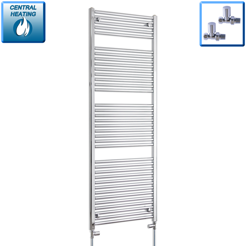 1744 x 500 Straight Heated Towel Radiator Chrome 25mm Tubes