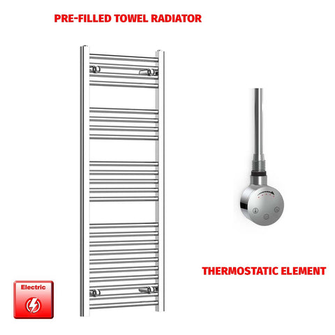 1200 x 400 Chrome Electric Heated Towel Radiator Pre-Filled Straight