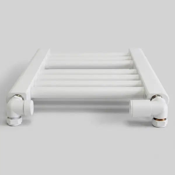 WHITE CORNER VALVE ON TOWEL RAILS