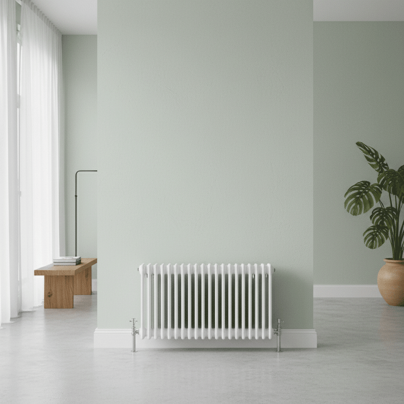 Elegant Antico White Horizontal Column Radiator | 300-750 mm | 9-30 Bars