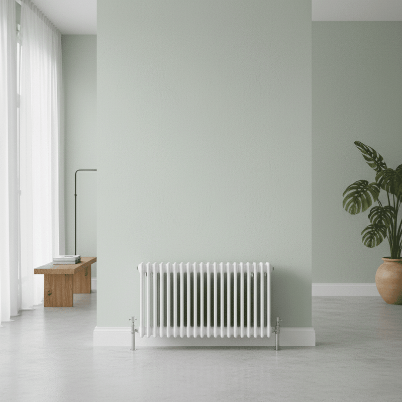 Elegant Antico White Horizontal Column Radiator | 300-750 mm | 9-30 Bars