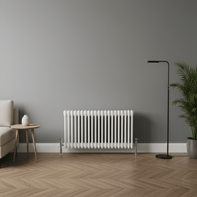 Elegant Antico White Horizontal Column Radiator | 300-750 mm | 9-30 Bars