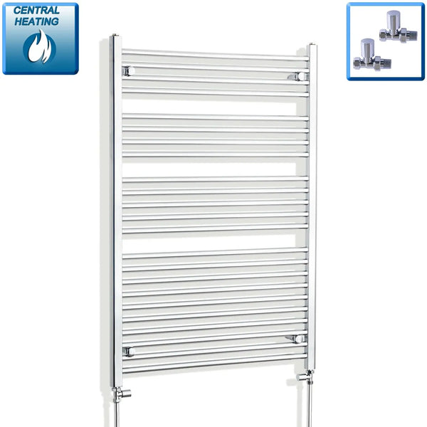 1200 mm High 800 mm Wide Chrome Towel Rail Central Heating