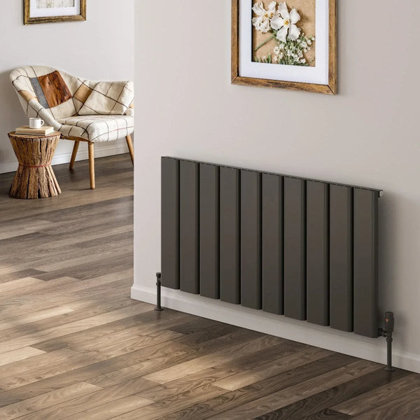 Reina Caldaro Horizontal Anthracite — room with herringbone floor