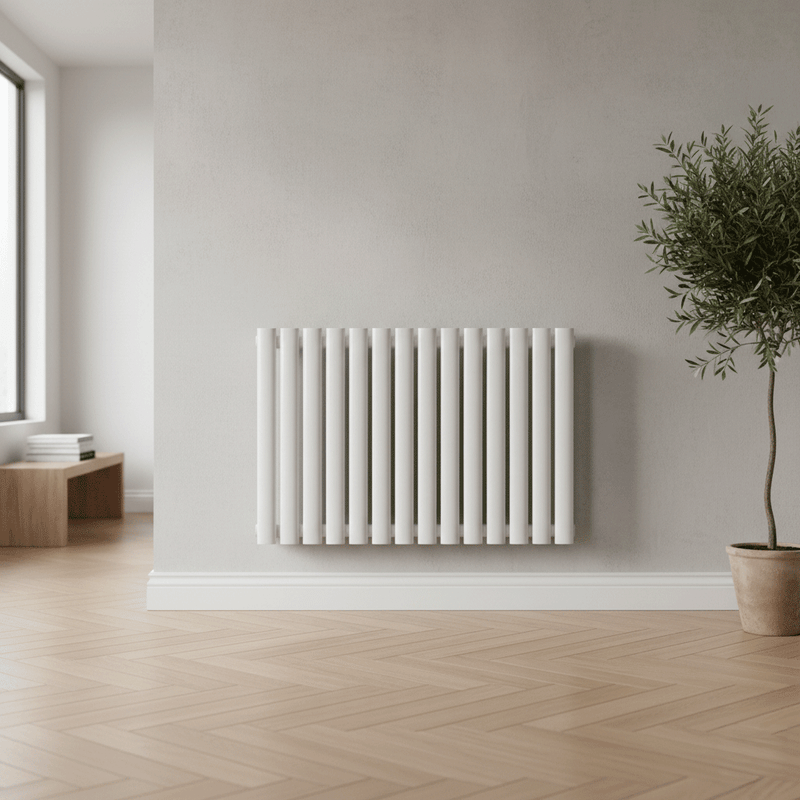 Elegant Rondy 600mm White Horizontal Designer Radiator Single & Double Panel - Single vs Double Panel