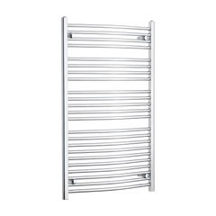 Without Valves 1200 mm High x 700 mm Wide Heated Curved Towel Rail Radiator Chrome