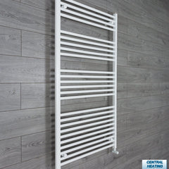 With Angled Valves 1400 x 750 Heated Towel Rail Radiator Flat White Central Heating