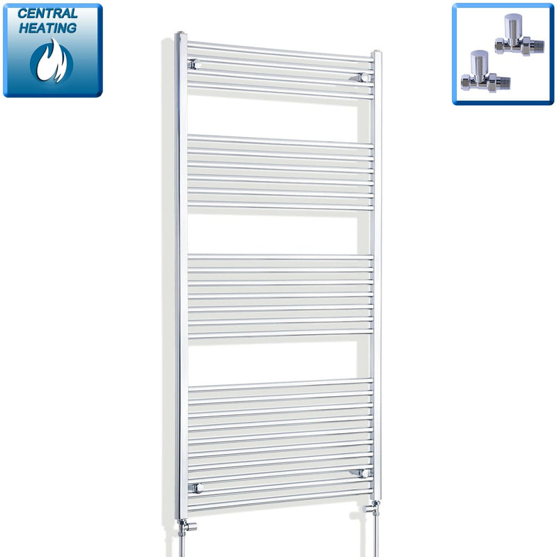 Without Valves 1600 mm High x 750 mm Wide Heated Straight Towel Rail Chrome