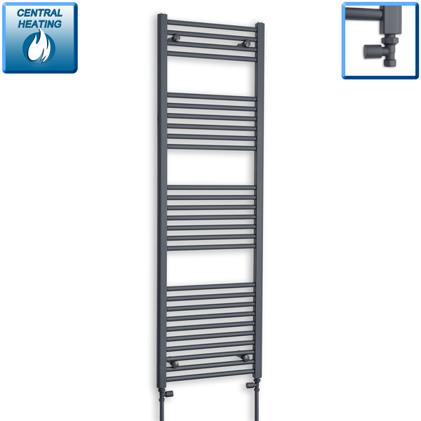 With Straight Inline Valves 1600 x 400 Heated Straight Anthracite-Sand Grey Towel Rail