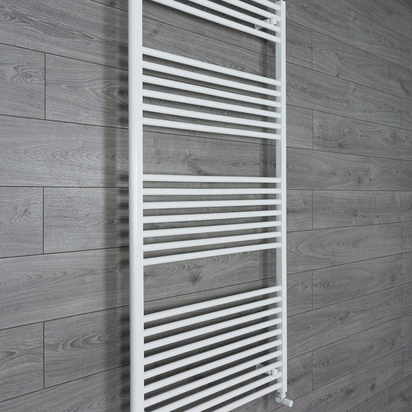 With Angled Valves 1600 x 750 Heated Towel Rail Radiator Flat White Central Heating