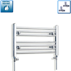 With Straight Inline Valves 400 mm High x 600 mm Wide Heated Straight Towel Radiator Chrome