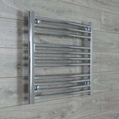 Without Valves 600 mm High x 750 mm Wide Heated Curved Towel Rail Radiator Chrome