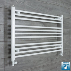 With Straight Inline Valves 600 x 1200 Heated Towel Rail Radiator Flat White Central Heating